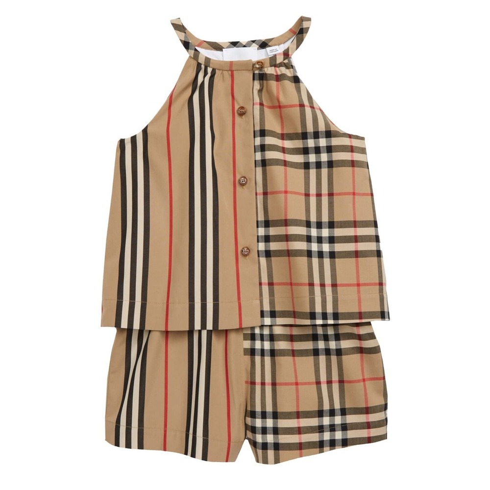 Burberry Alice Baby Romper in Haymarket Check Pattern, Size 18M